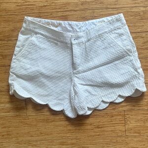 Lilly Pulitzer White Scalloped High Waist Shorts